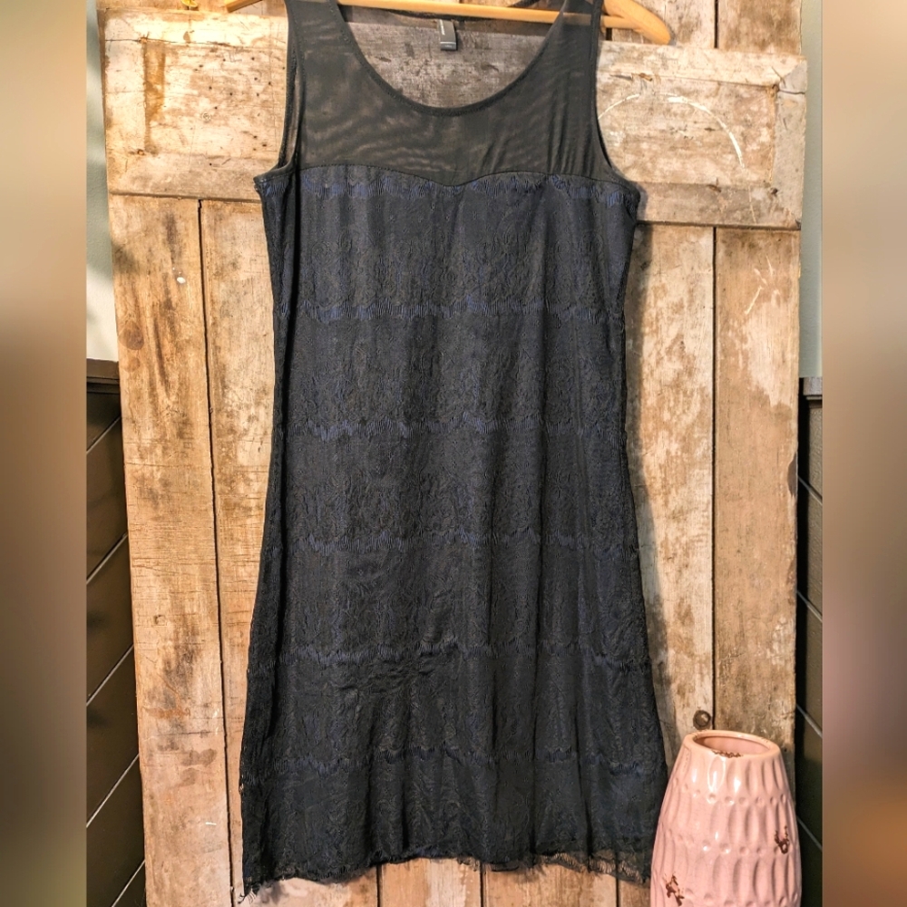 Deep blue slip dress.